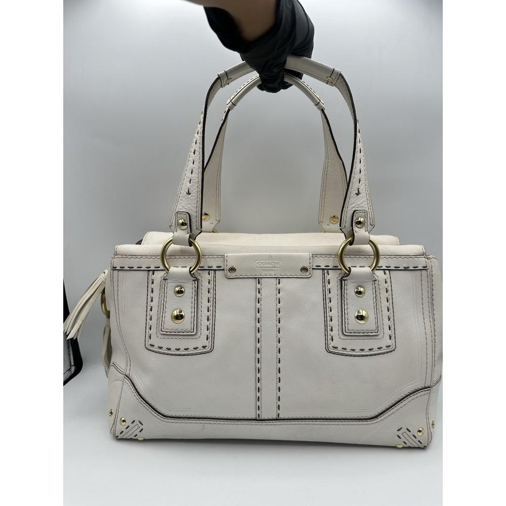 Vintage Coach Hampton Andrea Limited Edition Satchel 10555 White Pebbled Leather